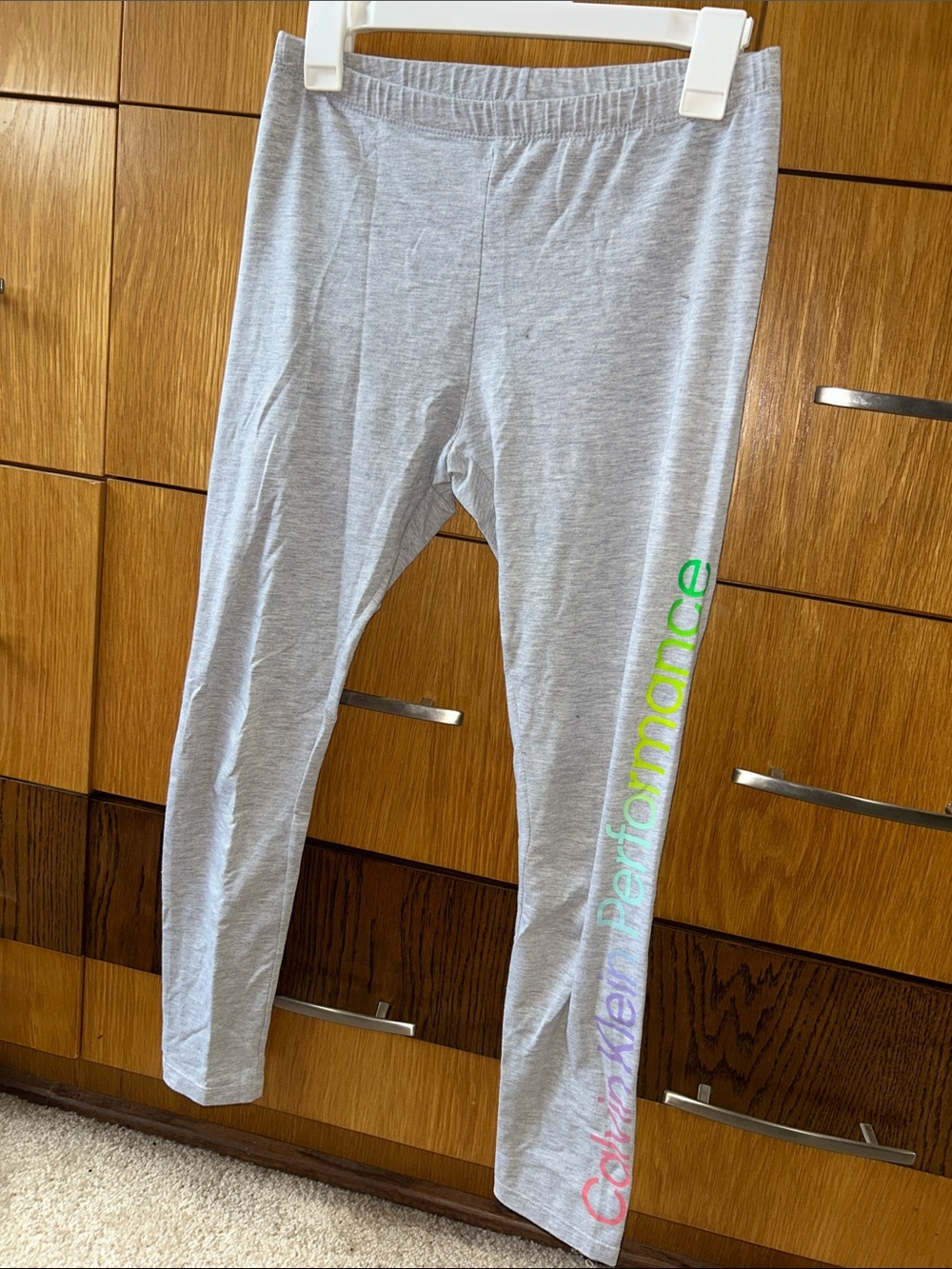 Calvin Klein Performance Light Gray Leggings with Multicolor Logo